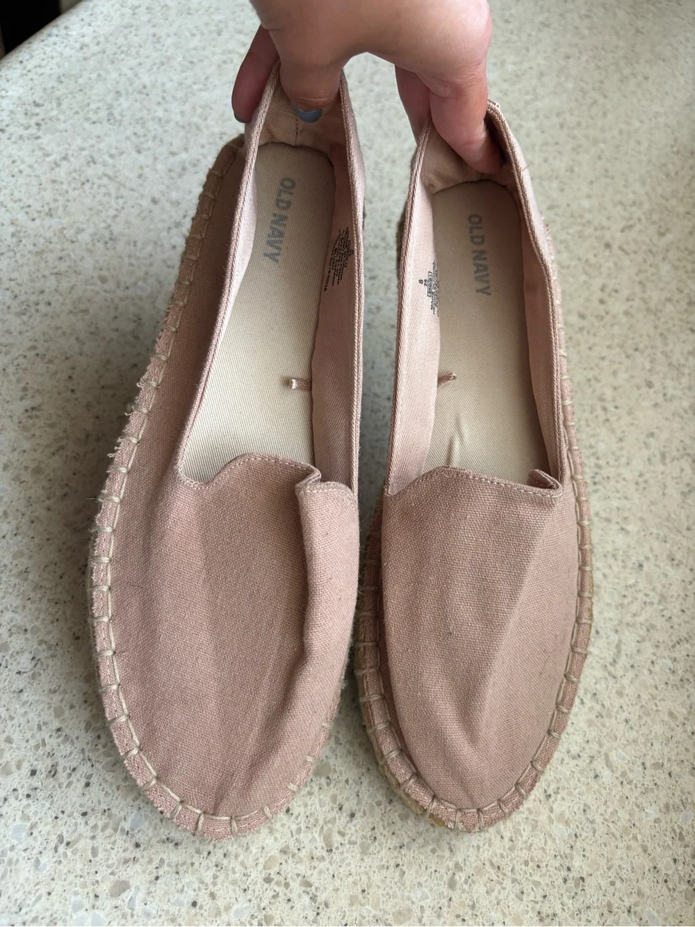 Old Navy Women's Blush Pink Canvas Espadrille Flats - Size 8 LIKE NEW